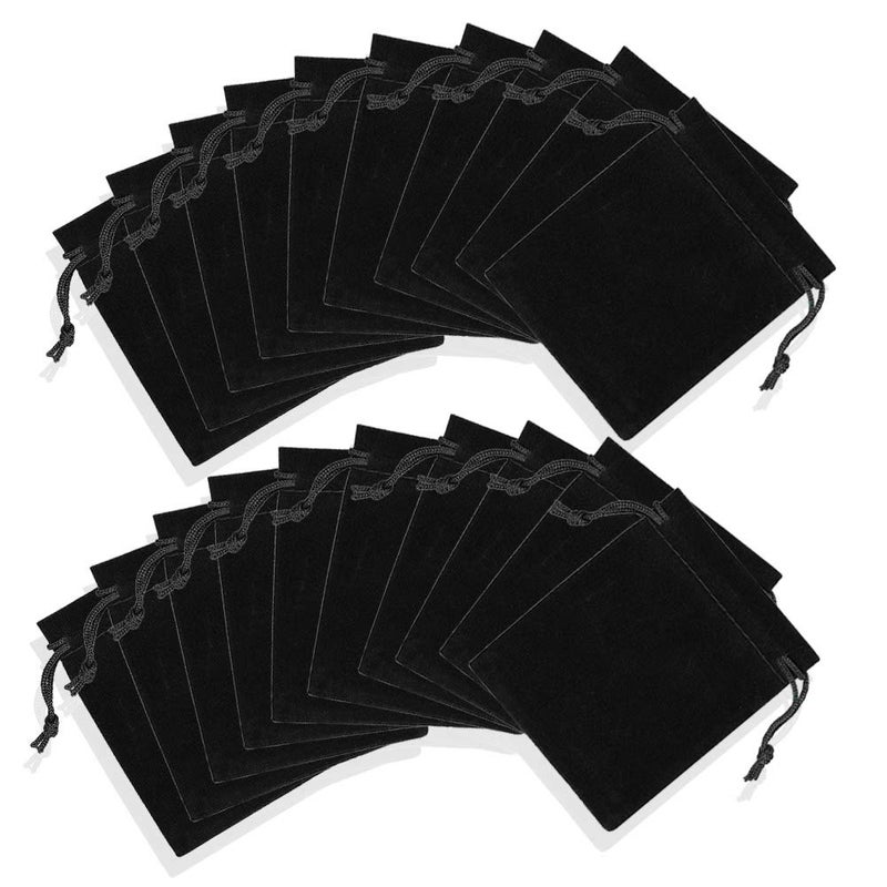 BCP BLUECELL Pack of 20pcs 3" X 4" Velvet Drawstring Cloth Jewelry / Gift / Headphones Bag / Pouches (Black) - Image 3
